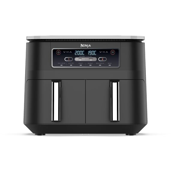Ninja Foodi Dual Zone Digitale Heißluftfritteuse, 7,6L Airfryer, 2 Fächer, Antihaftbeschichtung, spülmaschinenfeste Körbe, 6-in-1, 4-6 Portionen, Schwarz AF300EU