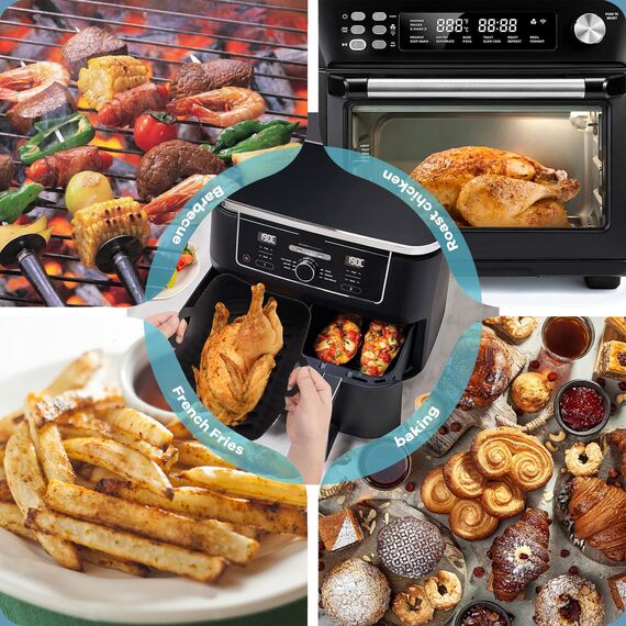 2Pcs Airfryer Zubehör für Ninja Foodi Max Dual Zone AF400EU AF300EU 9.5L, Silikonform Zubehör für Double Stack XL SL400EU Heißluftfritteuse, Airfryer Silikonform Silikoneinsatz Air Fryer Accessories