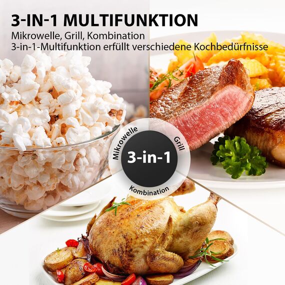 Toshiba MW3-AG25PFI(MG) Mikrowelle mit Grillfunktion - 25L 3-in-1 Kombigerät | 900W Origin-Inverter | 1100W Grill | Unterbau | Digital | 57dB Leise | Chef-Abtauung | Morandi-Grau