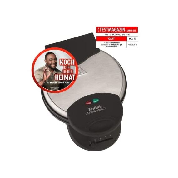 Tefal Herzwaffeleisen WM310D Waffelmaker | für Waffeln in Herzform | stufenloser Temperaturregler-Bräunung nach Wunsch | antihaftbeschichtete Platten | Teigauffangbehälter | Schwarz | 1000 W