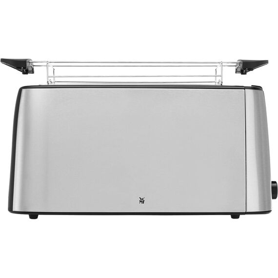 WMF Bueno Pro Langschlitz-Toaster aus Edelstahl für 4 Brotscheiben, mit Brötchenaufsatz, Aufknusper- und Auftaufunktion, 6 Bräunungsstufen – stilvoll für knusprigen Genuss im modernen Küchenambiente