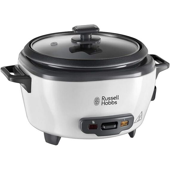 Russell Hobbs Reiskocher klein [medium] 0,8l (inkl. Dampfgarer-Einsatz, Warmhaltefunktion, antihaftbeschichteter Gartopf, Reislöffel & Messbecher) Schongarer für Gemüse & Fisch 27030-56
