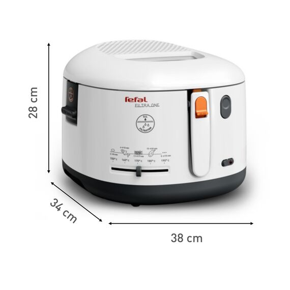 Tefal Fritteuse mit Ölfilter geruchsarm, wärmeisoliert sicher zum Anfassen, kompakt einklappbare Griffe, 150-190°C einstellbar, spülmaschinenfest, für Pommes Nuggets Snacks, antihaftbeschichtet
