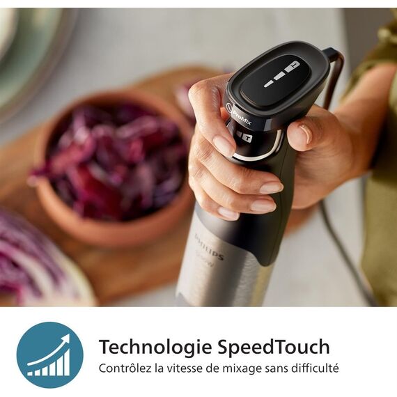 Philips 5000-Serie Stabmixer inkl. Schneebesen, Spiralizer, XL-Zerkleinerer - 1200 W Leistung. ProMix-Technologie. LED-Geschwindigkeitsanzeiger. Stufenlose Geschwindigkeitseinstellung (HR2684/00)