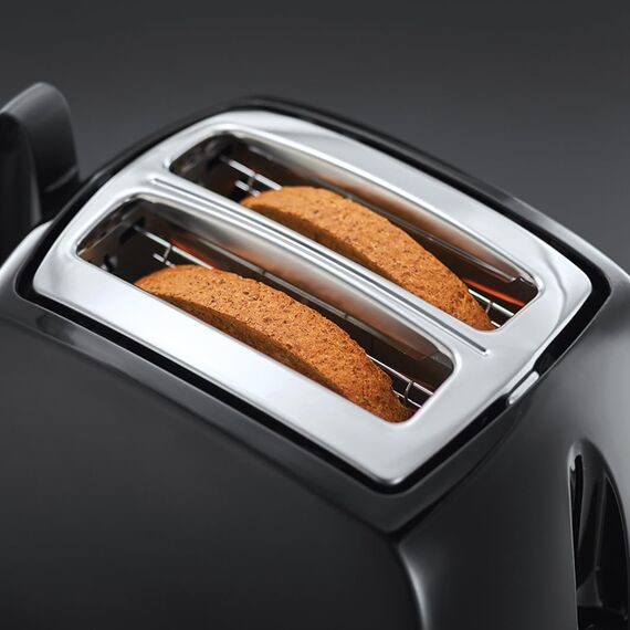 Russell Hobbs Toaster [für 2 Scheiben] Textures+ (extra breite Toastschlitze, inkl. Brötchenaufsatz & integrierte Toast-Zange, 6 Bräunungsstufen + Auftau- & Aufwärmfunktion, 850W) 22601-56