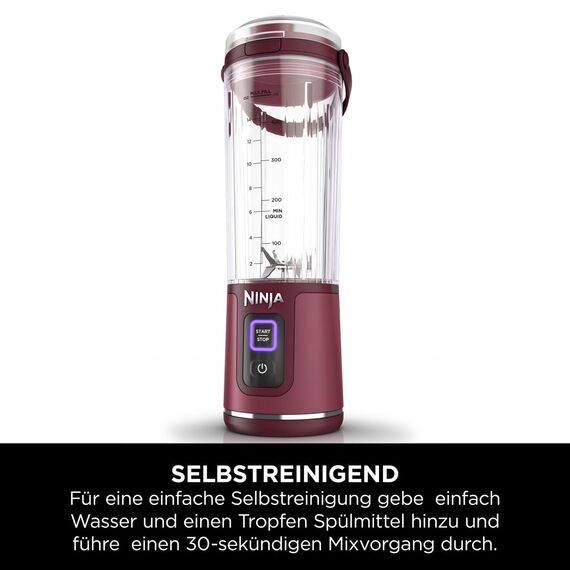 Ninja Blast Tragbarer Mixer / Blender / Smoothie Maker, 530ml Becher, Auslaufsicherer Deckel, Leistungsstarker Mini Standmixer, Kabellos & Wiederaufladbar, Zerkleinert Eis & Obst, Cranberry, BC151EUCR