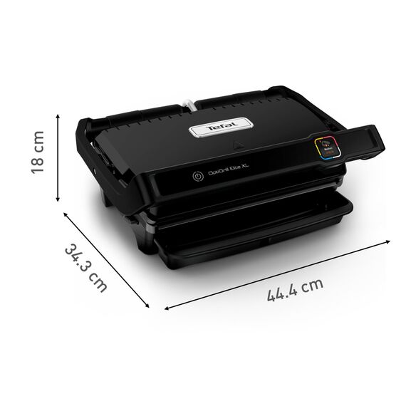 Tefal OptiGrill Elite XL Kontaktgrill, automatische Garzeitanpassung, perfekte Ergebnisse, 16 Programme, digitales Display mit Garstufenanzeige, abnehmbare XL-Platten, Elektrogrill, schwarz, GC760812