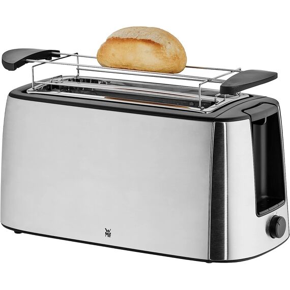 WMF Bueno Pro Langschlitz-Toaster aus Edelstahl für 4 Brotscheiben, mit Brötchenaufsatz, Aufknusper- und Auftaufunktion, 6 Bräunungsstufen – stilvoll für knusprigen Genuss im modernen Küchenambiente