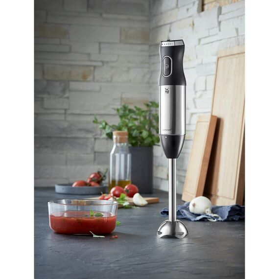 WMF Kult X Edition Stabmixer – leistungsstarker Pürierstab aus Cromargan Edelstahl, stufenlos einstellbare Geschwindigkeit, ergonomischer Soft-Touch-Griff, spülmaschinenfeste Teile für müheloses Mixen