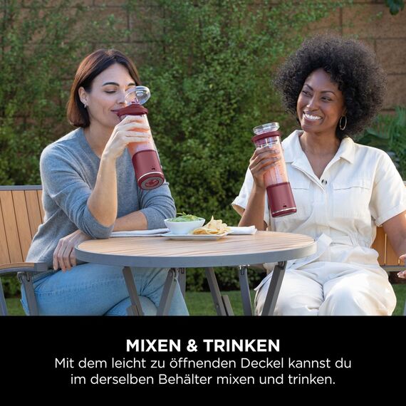 Ninja Blast Tragbarer Mixer / Blender / Smoothie Maker, 530ml Becher, Auslaufsicherer Deckel, Leistungsstarker Mini Standmixer, Kabellos & Wiederaufladbar, Zerkleinert Eis & Obst, Cranberry, BC151EUCR