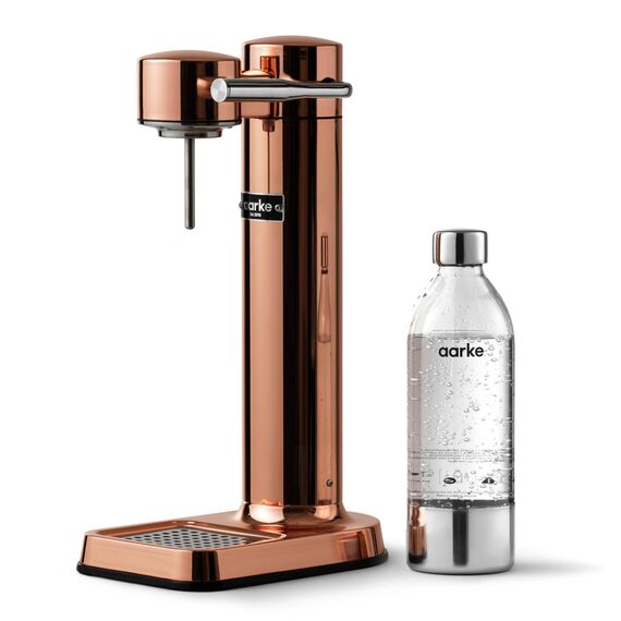 Aarke Carbonator 3, Wassersprudler aus Edelstahl im modernen Kupfer Finish mit BPA-freier 1L PET-Flasche, Sprudelwasserbereiter für Leitungswasser, kompatibel mit 60L CO2-Zylindern