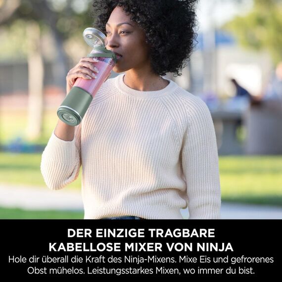 Ninja Blast Tragbarer Mixer / Blender / Smoothie Maker, 530ml Becher, Auslaufsicherer Deckel, Leistungsstarker Mini Standmixer, Kabellos & Wiederaufladbar, Zerkleinert Eis & Obst, Grün, BC151EUEM