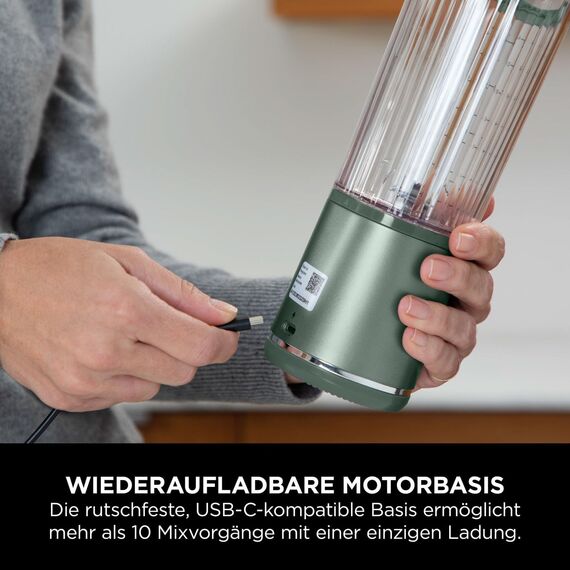 Ninja Blast Tragbarer Mixer / Blender / Smoothie Maker, 530ml Becher, Auslaufsicherer Deckel, Leistungsstarker Mini Standmixer, Kabellos & Wiederaufladbar, Zerkleinert Eis & Obst, Grün, BC151EUEM