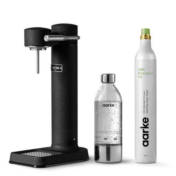 Aarke Carbonator 3, Premium Wassersprudler, Mattschwarz Finish + Aarke 60L CO2-Zylinder, 100% erneuerbares CO2
