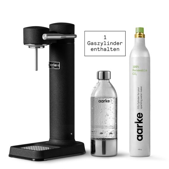 Aarke Carbonator 3, Premium Wassersprudler, Mattschwarz Finish + Aarke 60L CO2-Zylinder, 100% erneuerbares CO2