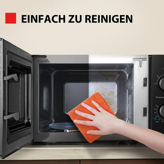 Toshiba MW2-MM20PF(BK) Mikrowelle/Solo-Mikrowelle / 20L / 800W / 5 Leistungsstufen mit praktischer Auftaufunktion/LED-Beleuchtung im Innenraum/Schwarz