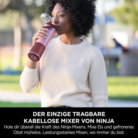 Ninja Blast Tragbarer Mixer / Blender / Smoothie Maker, 530ml Becher, Auslaufsicherer Deckel, Leistungsstarker Mini Standmixer, Kabellos & Wiederaufladbar, Zerkleinert Eis & Obst, Cranberry, BC151EUCR