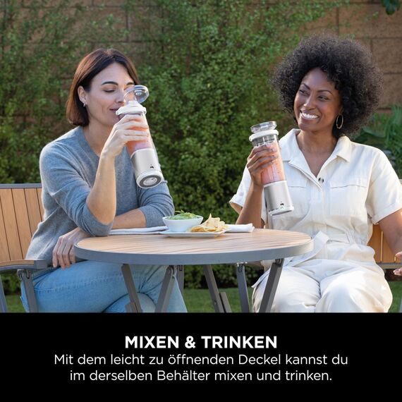 Ninja Blast Tragbarer Mixer / Blender / Smoothie Maker, 530ml Becher, Auslaufsicherer Deckel, Leistungsstarker Mini Standmixer, Kabellos & Wiederaufladbar, Zerkleinert Eis & Obst, Weiß, BC151EUWH