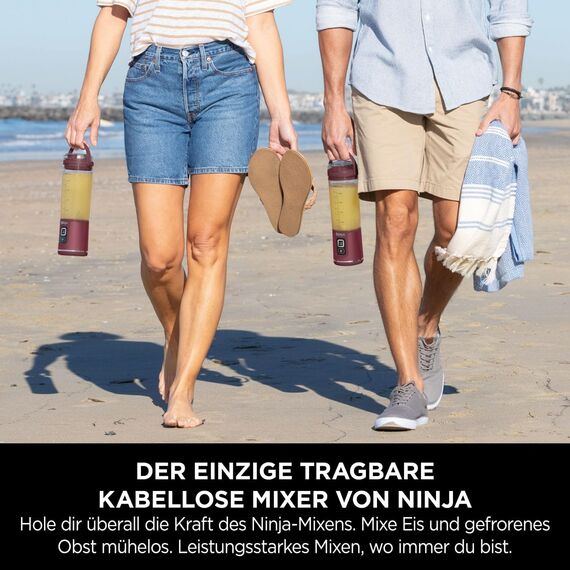 Ninja Blast Tragbarer Mixer / Blender / Smoothie Maker, 530ml Becher, Auslaufsicherer Deckel, Leistungsstarker Mini Standmixer, Kabellos & Wiederaufladbar, Zerkleinert Eis & Obst, Cranberry, BC151EUCR