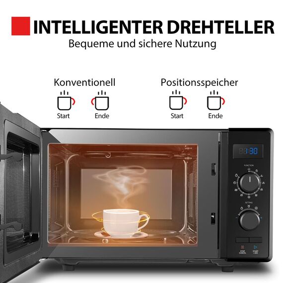 Toshiba MW2-AG23PF(BK) Mikrowelle / 3-in-1 Mikrowelle mit Grill & Kombi-Funktion/Freistehend / 23L / 900W / 1000W Grill/energiesparender ECO-Funktion/Drehteller mit Positionsspeicher/Schwarz