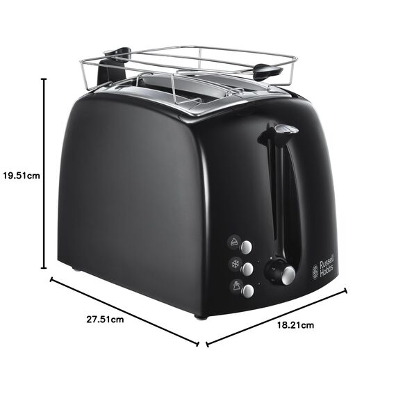 Russell Hobbs Toaster [für 2 Scheiben] Textures+ (extra breite Toastschlitze, inkl. Brötchenaufsatz & integrierte Toast-Zange, 6 Bräunungsstufen + Auftau- & Aufwärmfunktion, 850W) 22601-56