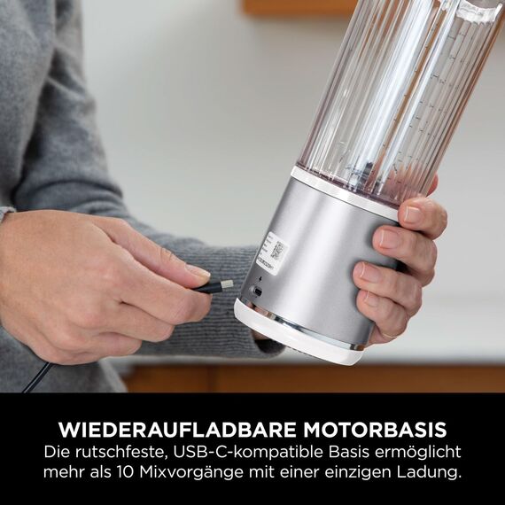 Ninja Blast Tragbarer Mixer / Blender / Smoothie Maker, 530ml Becher, Auslaufsicherer Deckel, Leistungsstarker Mini Standmixer, Kabellos & Wiederaufladbar, Zerkleinert Eis & Obst, Weiß, BC151EUWH