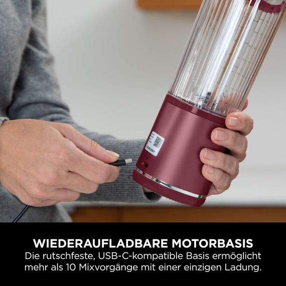 Ninja Blast Tragbarer Mixer / Blender / Smoothie Maker, 530ml Becher, Auslaufsicherer Deckel, Leistungsstarker Mini Standmixer, Kabellos & Wiederaufladbar, Zerkleinert Eis & Obst, Cranberry, BC151EUCR