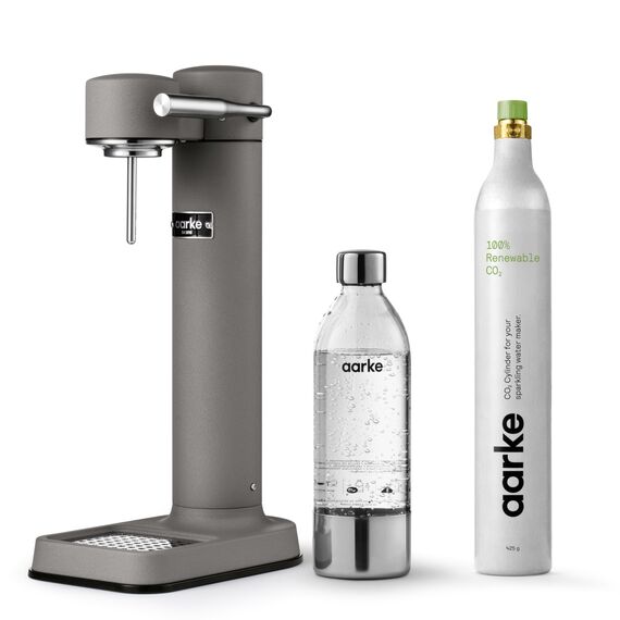 Aarke Carbonator 3, Premium Wassersprudler, Mattgrau Finish + Aarke 60L CO2-Zylinder, 100% erneuerbares CO2