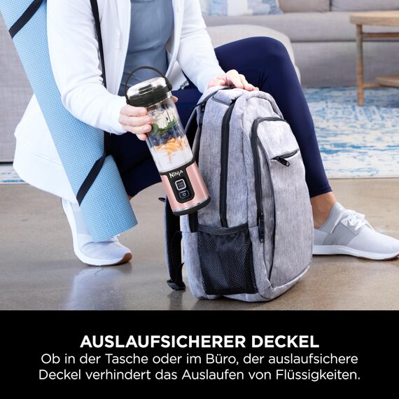 Ninja Blast Kabelloser Mini-Mixer, 530 ml, 2er-Pack, Auslaufsicherer Trinkdeckel, Wiederaufladbar, Smoothies & Proteinshakes für Unterwegs, Mixt Eis & Gefrorenes Obst, Roségold & Silber, BC151UKEUGV