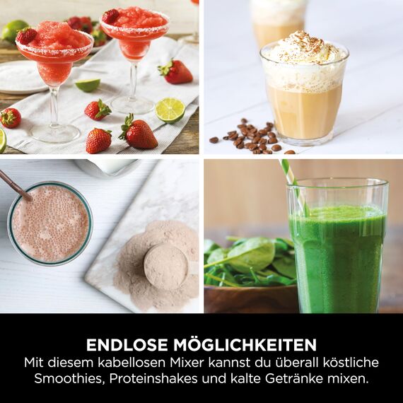 Ninja Blast Kabelloser Mini-Mixer, 530 ml, 2er-Pack, Auslaufsicherer Trinkdeckel, Wiederaufladbar, Smoothies & Proteinshakes für Unterwegs, Mixt Eis & Gefrorenes Obst, Roségold & Silber, BC151UKEUGV