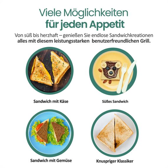 Emerio XXL Sandwichtoaster für alle Toastgrößen geeignet, BPA frei, große Muschelform, leicht zu reinigen, Käse läuft nicht aus, PREIS-/LEISTUNGSSIEGER Haus & Garten Test 03/2019, 900 Watt