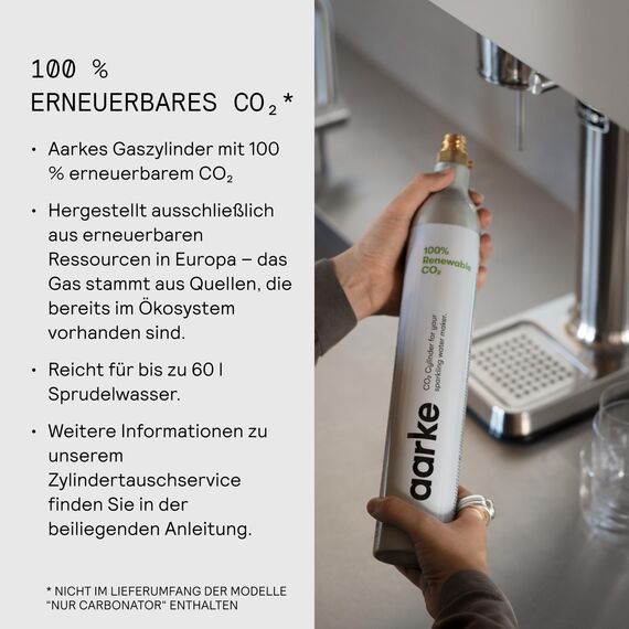 Aarke Carbonator 3, Premium Wassersprudler, Sand Finish + Aarke 60L CO2-Zylinder, 100% erneuerbares CO2