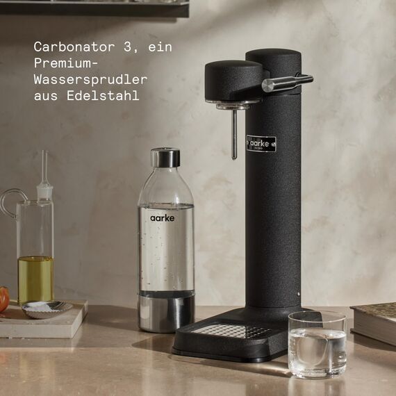 Aarke Carbonator 3, Premium Wassersprudler, Mattschwarz Finish + Aarke 60L CO2-Zylinder, 100% erneuerbares CO2