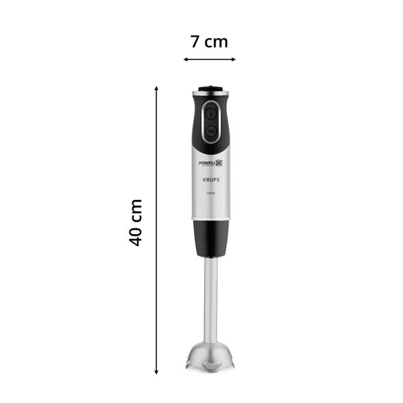 Krups Perfect Mix 8500 Stabmixer, Blender, 1000 Watt, Edelstahlfuß, 4 extra scharfe Messer, Powelix Technologie, Schneebesen, 500 ml Zerkleinerer, 800 ml Messbecher, Schwarz-Silber, HZ6568