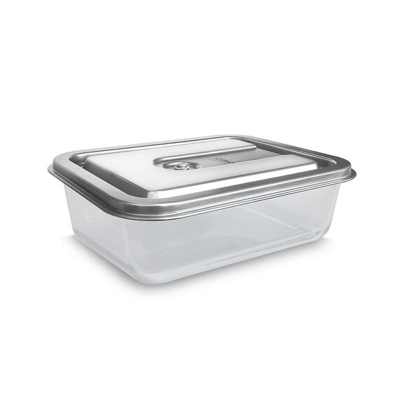 CASO VacuBoxx Inox XL 4.5-Vakuum-Frischebehälter, 4500 ml Volumen, für druckempfindliche und flüssige Lebensmittel, BPA-Frei, Backofenfest, spülmaschinenfest, gefrierfest