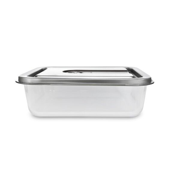 CASO VacuBoxx Inox XL 4.5-Vakuum-Frischebehälter, 4500 ml Volumen, für druckempfindliche und flüssige Lebensmittel, BPA-Frei, Backofenfest, spülmaschinenfest, gefrierfest