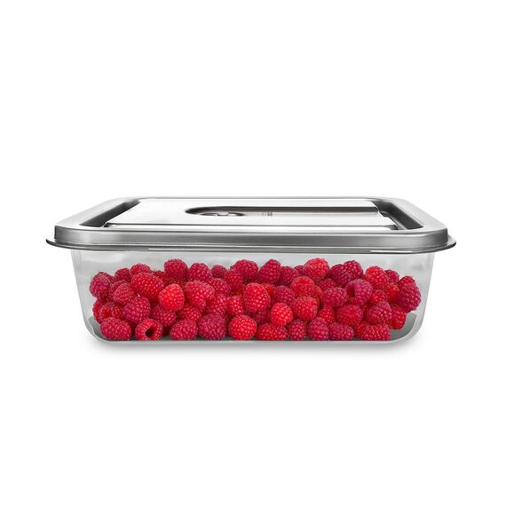 CASO VacuBoxx Inox XL 4.5-Vakuum-Frischebehälter, 4500 ml Volumen, für druckempfindliche und flüssige Lebensmittel, BPA-Frei, Backofenfest, spülmaschinenfest, gefrierfest