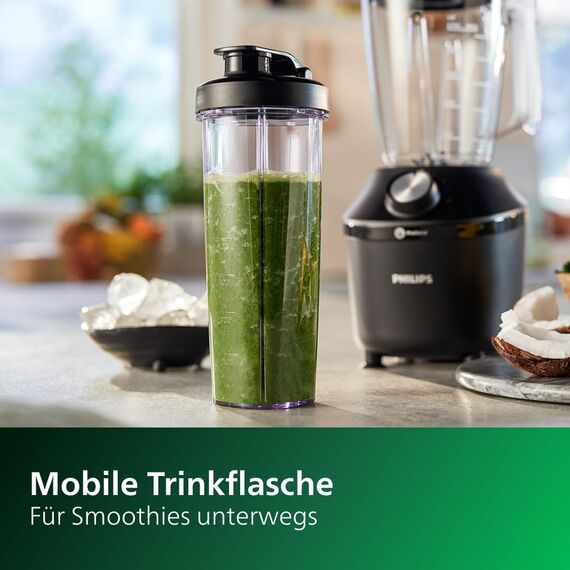 Philips HR2041/41 Standmixer (450 Watt, ProBlend-Technologie, 1,9 Liter Kunststoffbehälter, inkl. Trinkflasche) schwarz