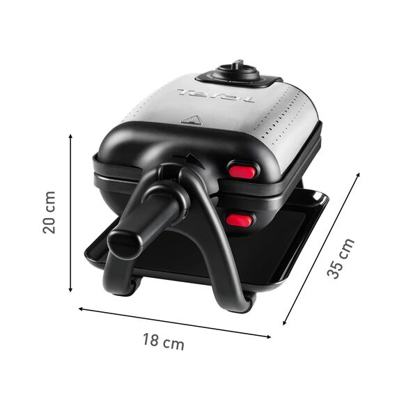 Tefal King Size Waffeleisen WM756D, Doppelwaffeleisen für 2 belgische, Dreh-Funktion, antihaftbeschichtete Platten, Dicke Waffeln, Temperaturregler,leichte Reinigung,120W,1L [Energieklasse A+]