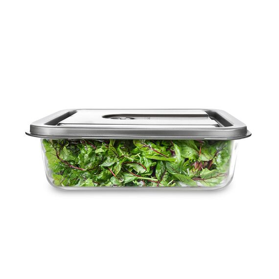 CASO VacuBoxx Inox XL 4.5-Vakuum-Frischebehälter, 4500 ml Volumen, für druckempfindliche und flüssige Lebensmittel, BPA-Frei, Backofenfest, spülmaschinenfest, gefrierfest