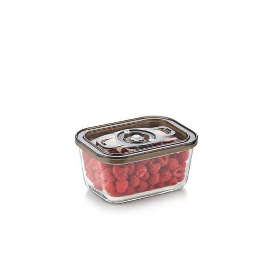 CASO VacuBoxx Eco M- Vakuum-Frischebehälter, 800 ml Volumen, für druckempfindliche und flüssige Lebensmittel, BPA-Frei, Backofenfest, spülmaschinenfest, gefriertauglich