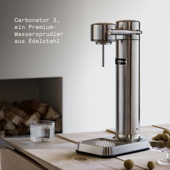 Aarke Carbonator 3, Premium Wassersprudler, Edelstahl Finish + Aarke 60L CO2-Zylinder, 100% erneuerbares CO2