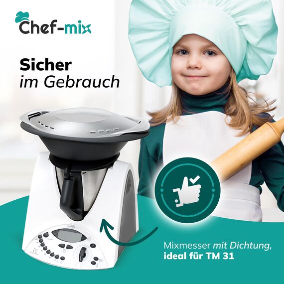 Chef-Mix Messer Ersatz für Vоrwerk Thermоmix Messer TM31 - Ersatzmesser aus Edelstahl inkl Dichtung - Zubеhör für TM31 Küchenmaschine