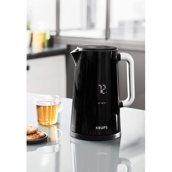 Krups Smart'n Light Wasserkocher, 5 Temperaturen, 1,7 Liter Fassungsvermögen, Innenleben aus Edelstahl, Doppelwandig, Schwarz, BW801810
