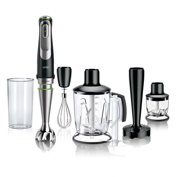 Braun MultiQuick 9 - Stabmixer mit SplashControl-Technologie, Präzise Geschwindigkeitsregelung, Active PowerDrive, Standmixer, Zerkleinerer, 600 ml Becher, 1200W, Schwarz (MQ9147X)