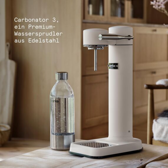 Aarke Carbonator 3, Premium Wassersprudler, Mattweiß Finish + Aarke 60L CO2-Zylinder, 100% erneuerbares CO2