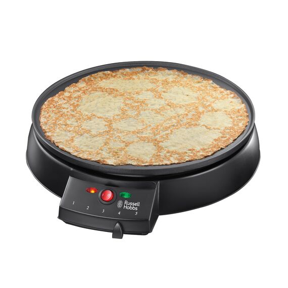 Russell Hobbs Crêpes Maker [Ø30cm, antihaftbeschichtete Platte, inkl. Teigverteiler & Wender] Fiesta Elektrogrill (für Crepes, Pancakes, Galettes & Burritos, Taccos, 1000W) Tischgrill 20920-56