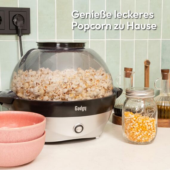 Gadgy Popcornmaschine – 800W Elektrische Popcorn Maker mit Rührwerk & Antihaft-Platte – 5L Popcornautomat für Zuhause, Partys & Filmabende – Butter, Zucker & Gewürze geeignet