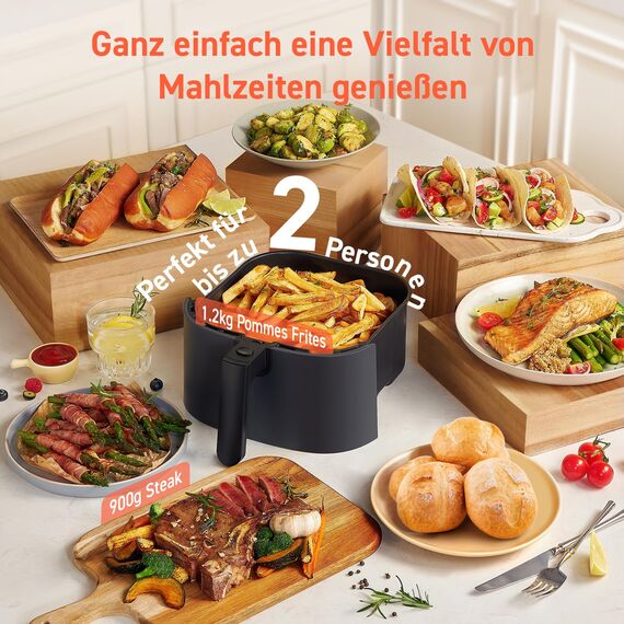 COSORI Airfryer | 4,7L 7-in-1 Heissluftfritteuse | Max 230℃ & 55dB leise Heißluftfritteuse | 100+ Rezpete | 55% Energiesparend | spülmaschinenfest | Hellgrau | L501
