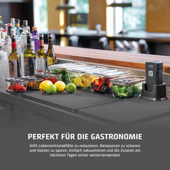 CASO Vacu OneTouch Pro Set - kabelloser Handvakuumierer mit umfangreichem Zubehör, Vakuumiergerät mit starker Pumpenleistung 12 Liter/Minute, langlebiger Lithium-Ionen-Akku für 85 min Laufzeit